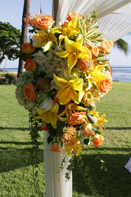 yellow star lilies for wedding alter