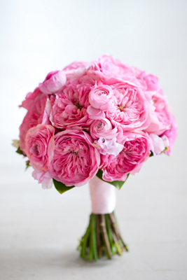 ranunculus and pink garden roses
