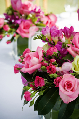 green orchid & pink brides bouquet