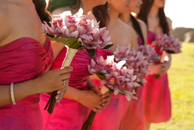 pink bridesmaids