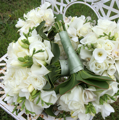 pile of white bouquets