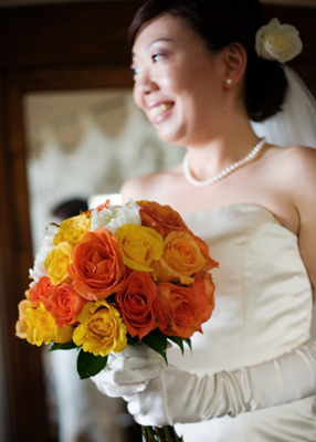 yellow and orange bridal bouquet