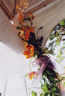 tulips in wedding tent