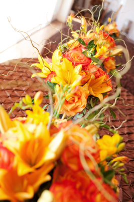 orange wedding on maui