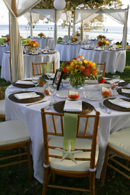 maui wedding with stafish chair detail