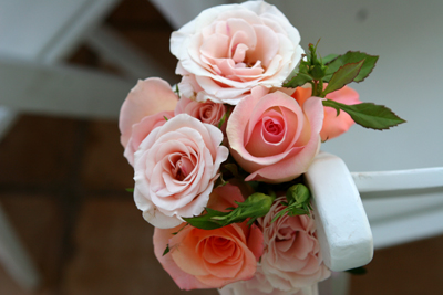 soft pink chair flowers