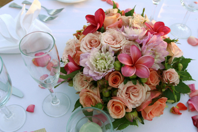 roses and plumeria