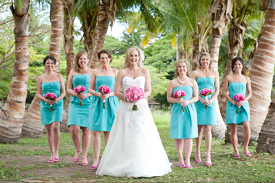 Maui bride with plam trees