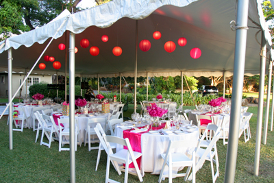 tent with pink lanterns