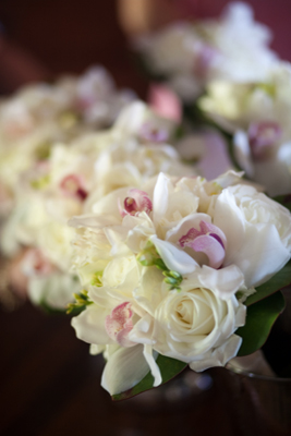 white orchids with lavender accents