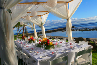 dinner canopy in Olowalu by Blue Sky Weddings