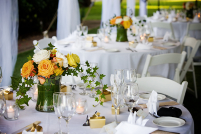 yellow table flowers