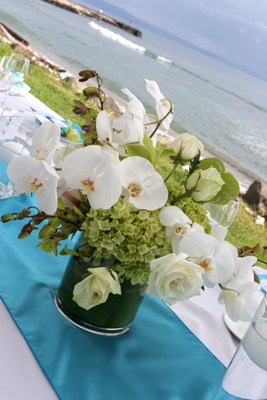 Fancy vase of tropical orchids