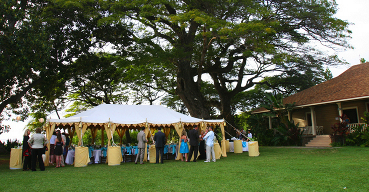 OUtside rain back up tent on Maui